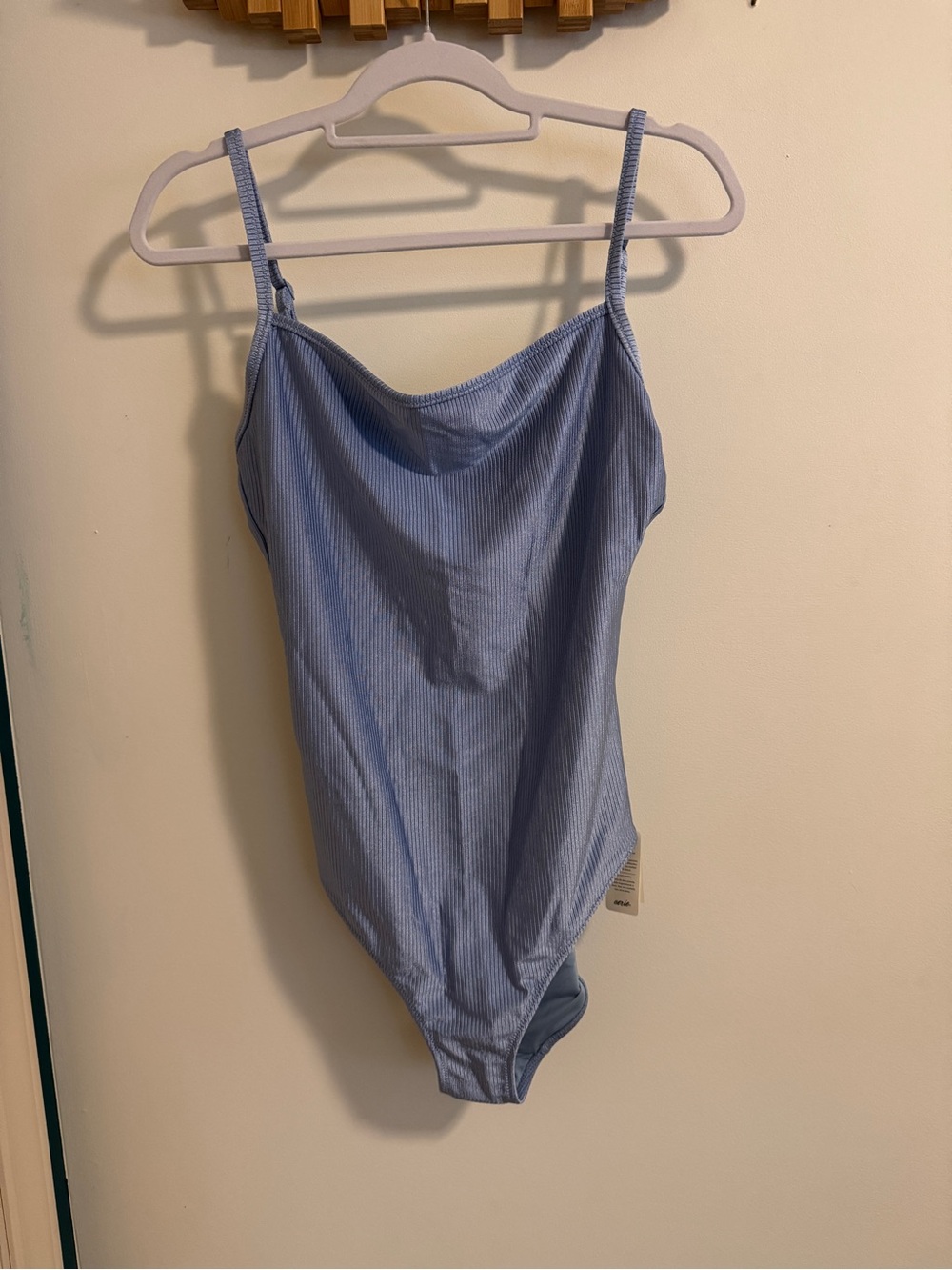 aerie Light Blue Ribbed One-Piece Swimsuit (long torso)